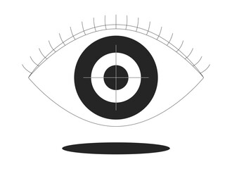 Fototapete - Looking for strategy line onboarding ui illustration. Eye with bullseye. Visual targeting. Clarity, intent, focus. Mission vision outline 2D concept isolated. Ink linear metaphor vector art