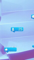 Poster - Social media notifications animation over abstract blue and purple background