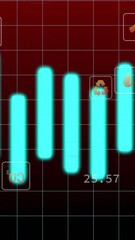 Poster - Animation of glowing blue bar graph with health icons on red grid background