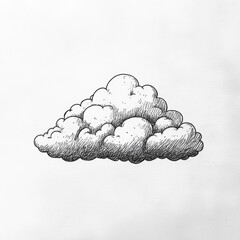 Poster - This hand-drawn illustration features a fluffy white cloud on a plain background, evoking feelings of tranquility and creativity in design.