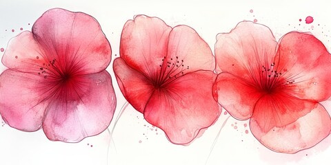 Leinwandbilder - Dreamy Coral Floral Watercolor, Minimalist Blossoms with Gentle Texture and Light Design Elements