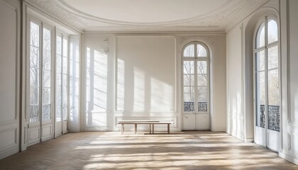 Poster - Stunning Parisian Grandeur Bright Renovating Interior with Historical Details Awaiting Restoration