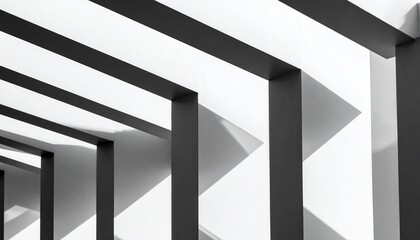 Wall Mural - geometric architectural shadows forming abstract monochrome patterns with high contra.