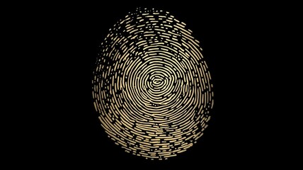 Poster - Biometric features illustrated with a golden fingerprint design against a black background