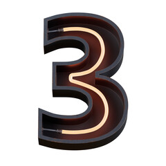 Fototapete - Bright Neon Font with fluorescent tubes.Metallic futuristic  cyberpunk Alphabet. 3d Rendering Isolated on black Background.