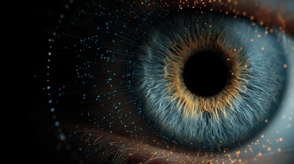 Poster - Biometric identification technology featuring a detailed close-up of a human eye