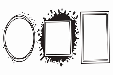 Poster - Three frames of different shapes with an oval, square, and rectangle on a white isolated background