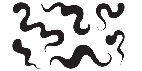 Aufkleber - Collection of black abstract wavy shapes on a white background in a vector illustration style