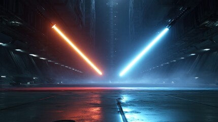 Poster - Lightsaber battle futuristic scene