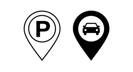 Poster - Minimalist parking symbols: car locator pins for maps and signage