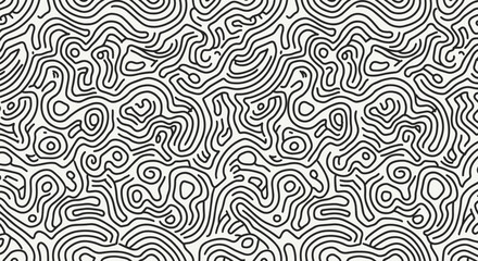 Poster - Abstract black and white organic line pattern seamless background