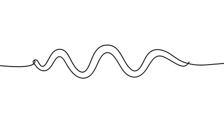 Poster - Continuous line art wave design on white background