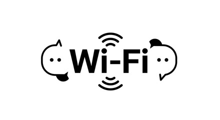 Poster - Wi-fi chat icons with speech bubbles and signal waves