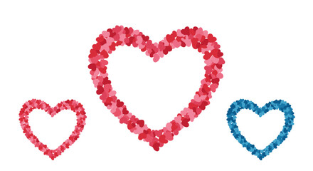 Poster - Colorful heart shapes made from small hearts in pink, red, and blue on
