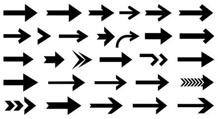 Fototapete - Set of arrow icons collection for navigation and direction in black si