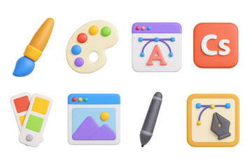 Poster - Creative design tools 3d icons for digital art and graphic design projects