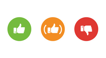 Poster - Colorful circular icons with thumbs up, neutral, and down symbols