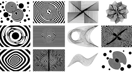 Poster - Abstract geometric patterns: optical illusion black and white designs
