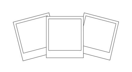 Minimalist outline of empty polaroid frames on white background