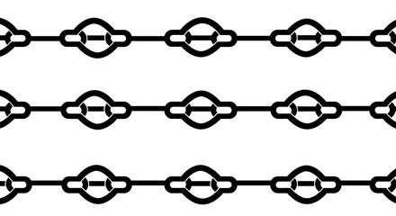 Poster - Seamless geometric chain pattern with bold outlines on white backgroun