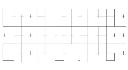 Poster - Minimalist abstract line pattern with geometric shapes and crosses