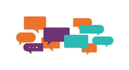 Poster - Colorful speech bubbles on white background for communication concepts