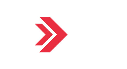 Poster - Modern red arrow icon on white background with simple geometric design