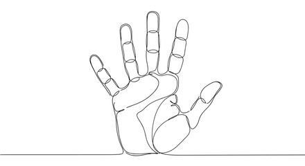 Poster - Continuous line drawing of a hand gesture with open fingers