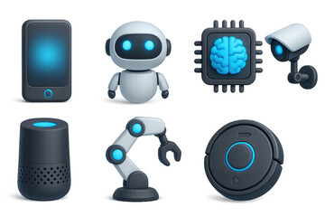 Poster - Futuristic technology gadgets with ai themes in 3d modern design