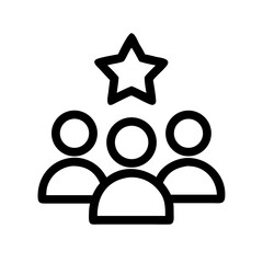 Poster - Teamwork success achievement star leadership collaboration group people outline icon vector graphic