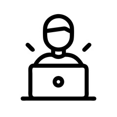 Poster - Freelancer working on laptop icon vector illustration for remote job and online work concept design