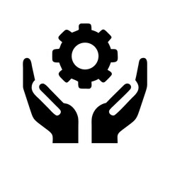 Poster - Hands holding gear icon vector illustration for maintenance support and industrial solutions concept