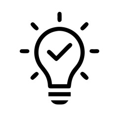 Poster - Lightbulb idea icon vector graphic design illustration with check mark symbol for creative solution