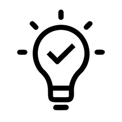 Poster - Lightbulb idea checkmark icon for innovation solution creative thinking success concept vector design