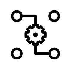 Poster - Automation process flow diagram with gear and nodes for system integration and workflow management