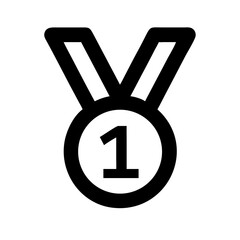 Poster - Download first place gold medal vector icon for achievement and winning in black and white style