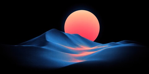 Poster - Abstract landscape with a vibrant orb.