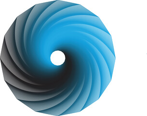 Poster - Spiral Gradient Design with Black-to-Blue Segments and White Center on Dark Background