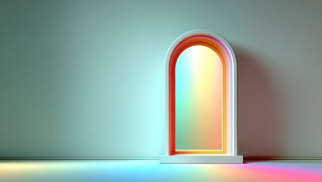 Colorful archway in a minimalist setting.
