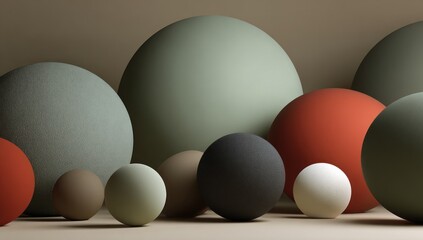 Poster - Colorful spheres in various sizes arranged in a group.