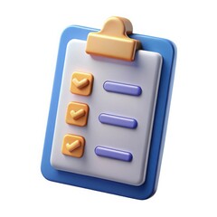 Poster - 3d checklist clipboard with checkmarks isolated on white background