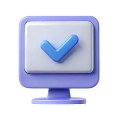 Poster - 3d computer monitor with check mark isolated on white background