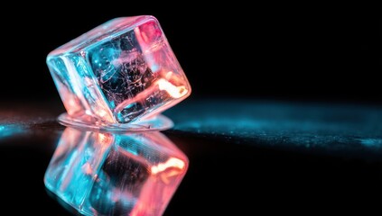 Poster - Vibrant ice cube with colorful reflections.