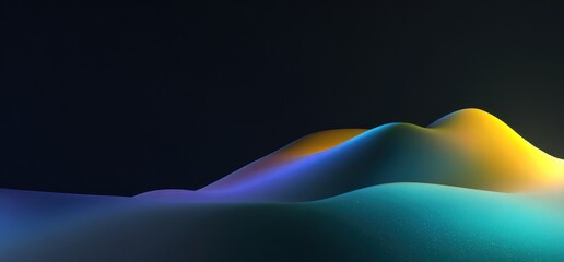 Poster - Abstract landscape of flowing, colorful hills.
