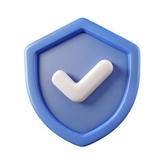 Poster - 3d blue shield with check mark isolated on white background