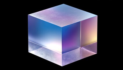 Poster - Multicolored cube with gradient hues.