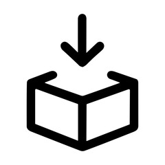 Poster - Simple Outline Download Box with Arrow Icon Sign Graphic