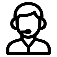 Poster - Outline Simple Thin Line Customer Service Agent Profile Icon Symbol