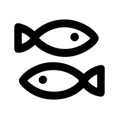 Poster - Simple Black Line Drawing Two Fish Swimming Zodiac Sign Icon