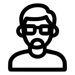 Poster - Outline Simplistic Man Avatar with Eyeglasses Portrait User Icon